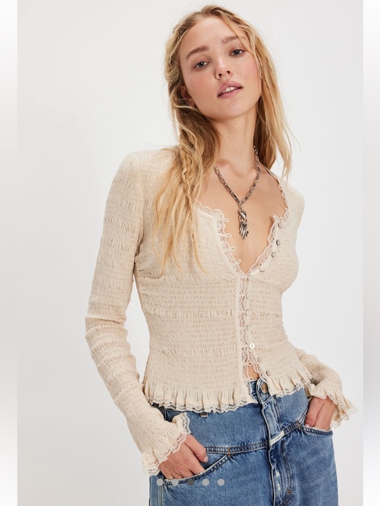 Free People Elliot Smocked Top, XS - Picture 3 of 8